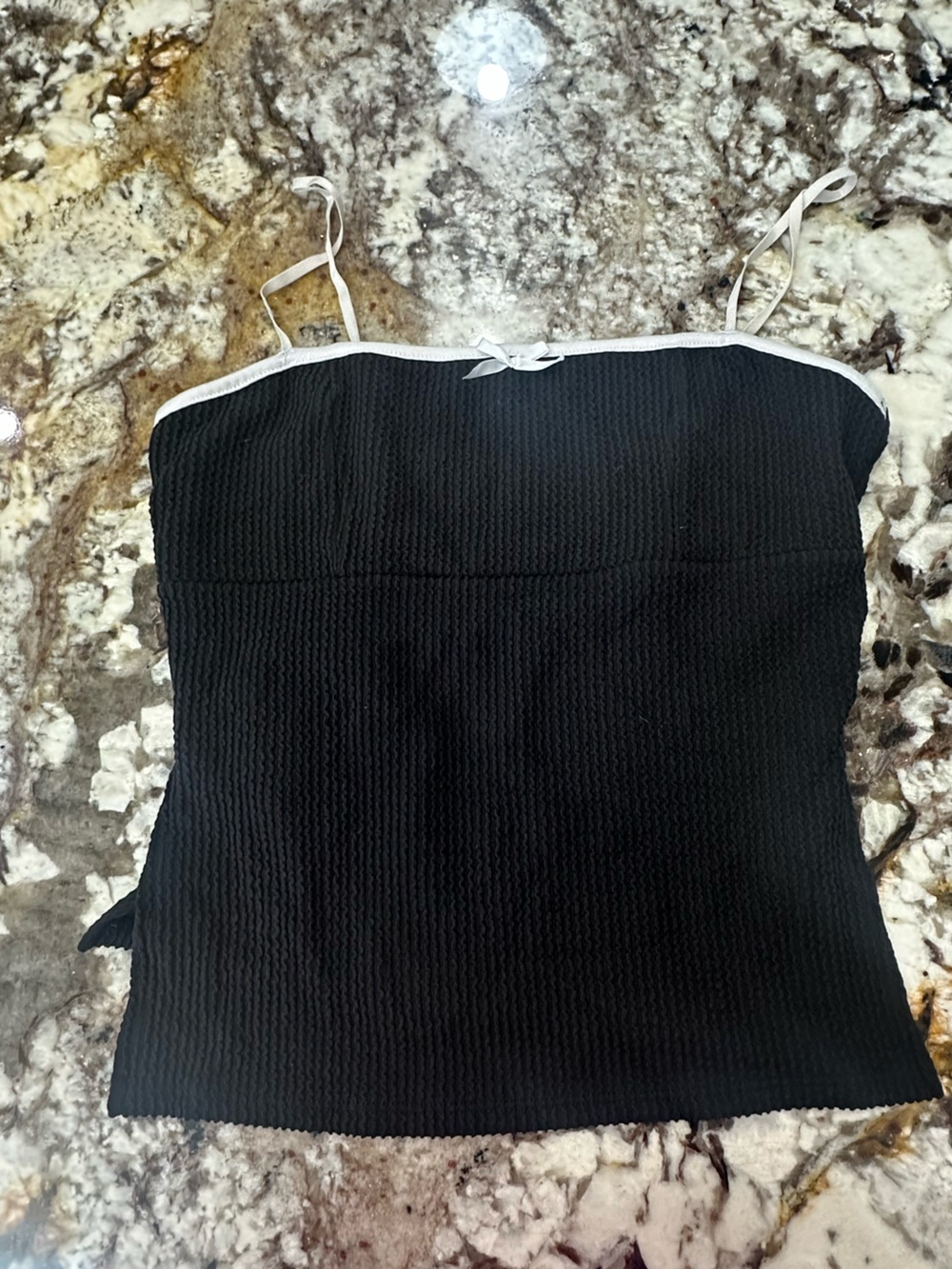 Charlotte Russe Black Crop Top with White Trim